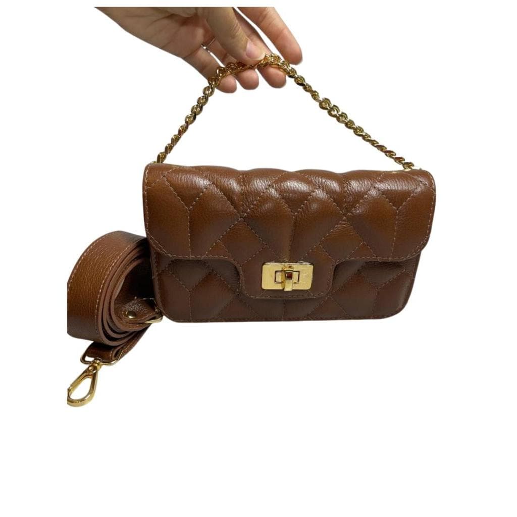 Bolsa Pietra Tiracolo com Corrente Couro Legítimo Elegante