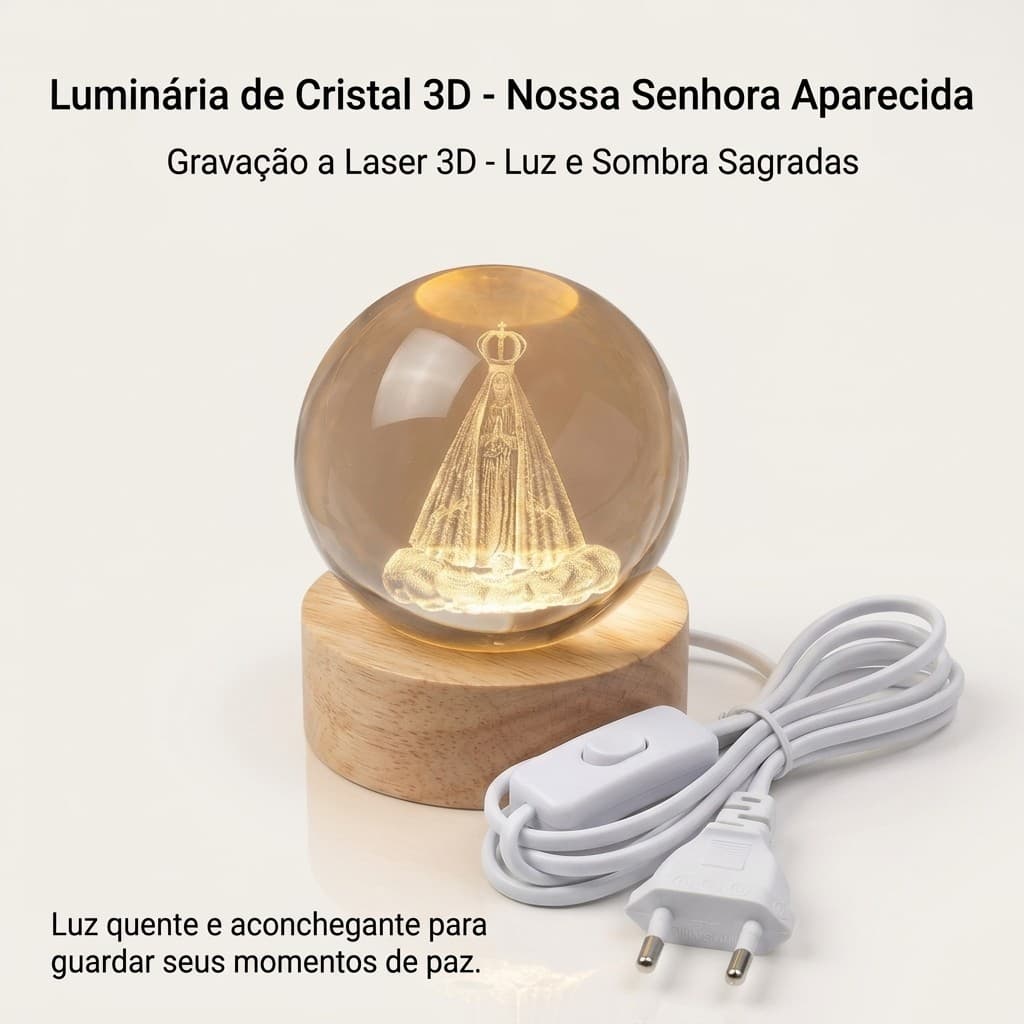 Luminaria 3d Nossa Senhora Aparecida Cristal Led Bivolt