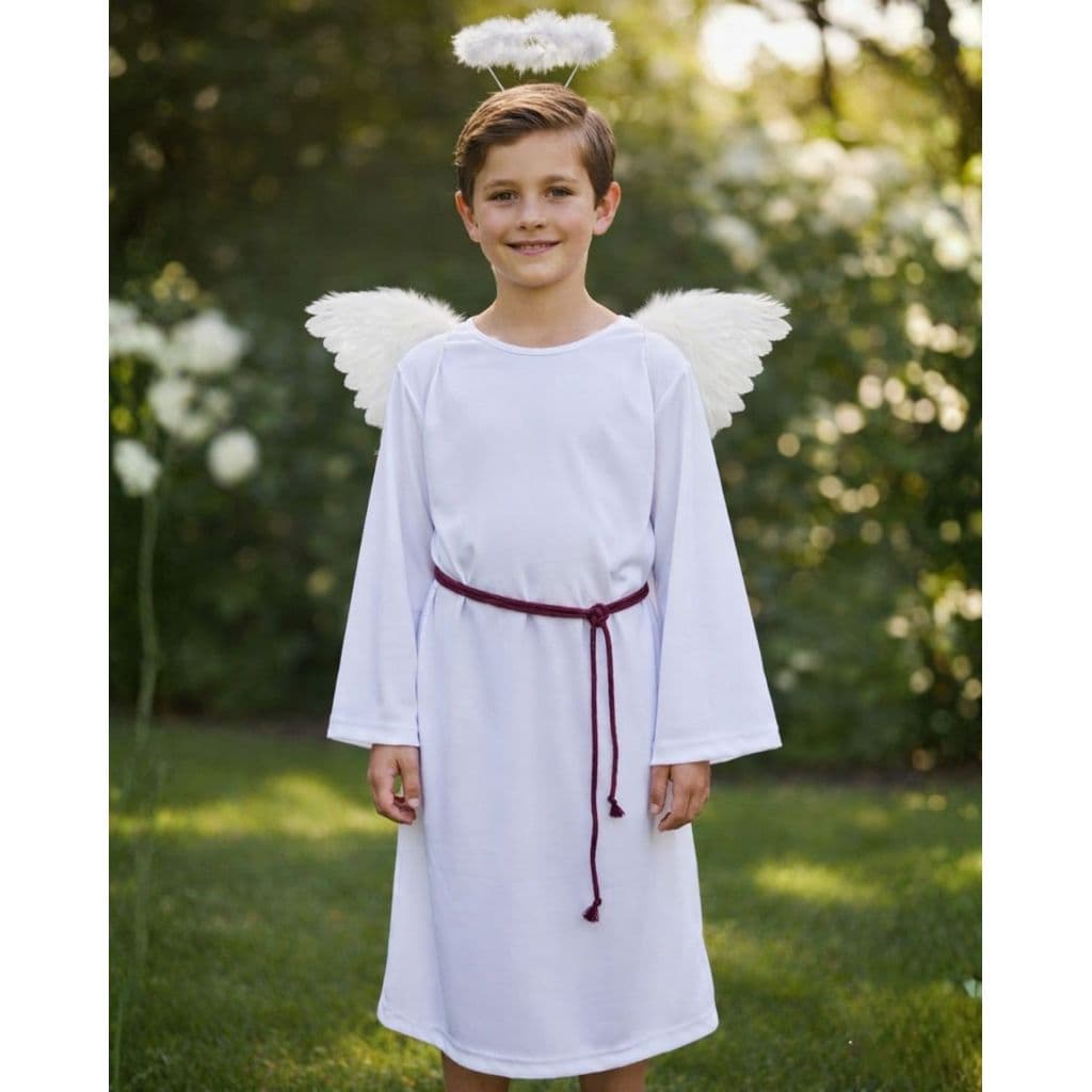 Fantasia Anjo Infantil Menino Comemorações Festas Eventos C/ Acessório Asas de Anjo