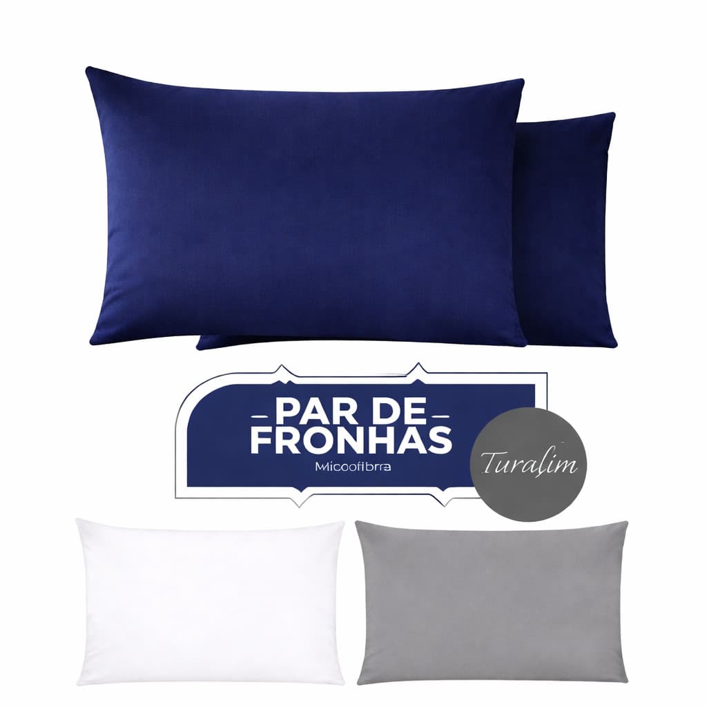 Par Fronhas Avulsas,Pares 180 Fios Branco,Azul e Cinza
