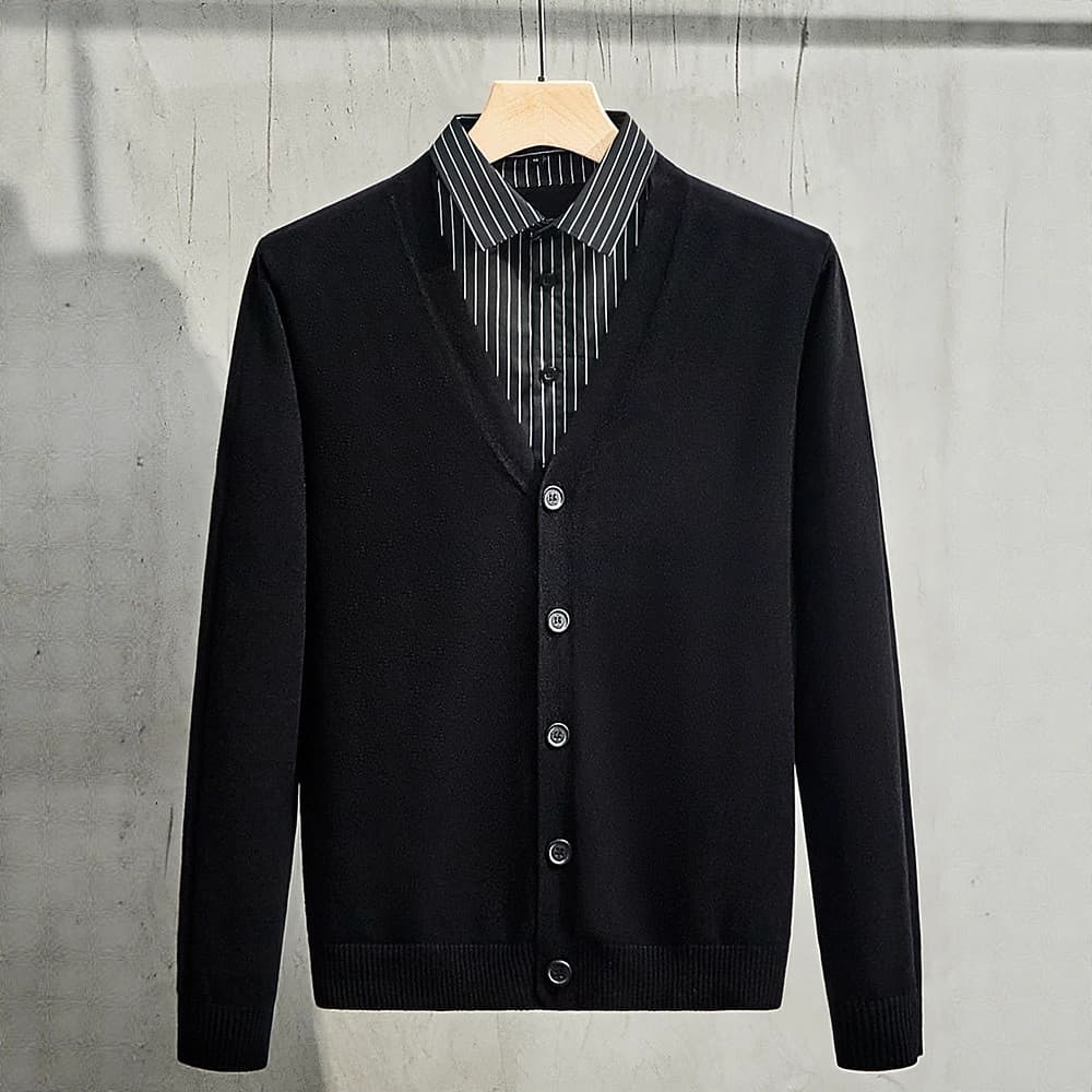 Camisola masculina camisa gola malhas 2025 outono inverno novo estilo High-End Cardigan jaqueta outono topo