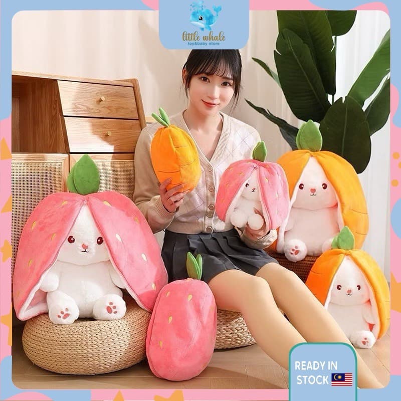Cosplay Fruta Morango Coelho Cenoura Almofada de Pelúcia Boneca Fruta Boneca de Pelúcia Brinquedo de Pelúcia Fofo Coelho
