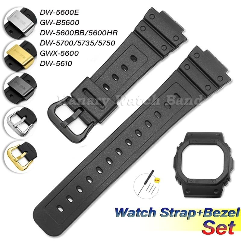 Pulseira De Relógio De Silicone + Conjunto De Moldura Para DW-5600E/BB/HR DW5700/5735/5750 GW-B5600 GWX-5600 Caixa Borra