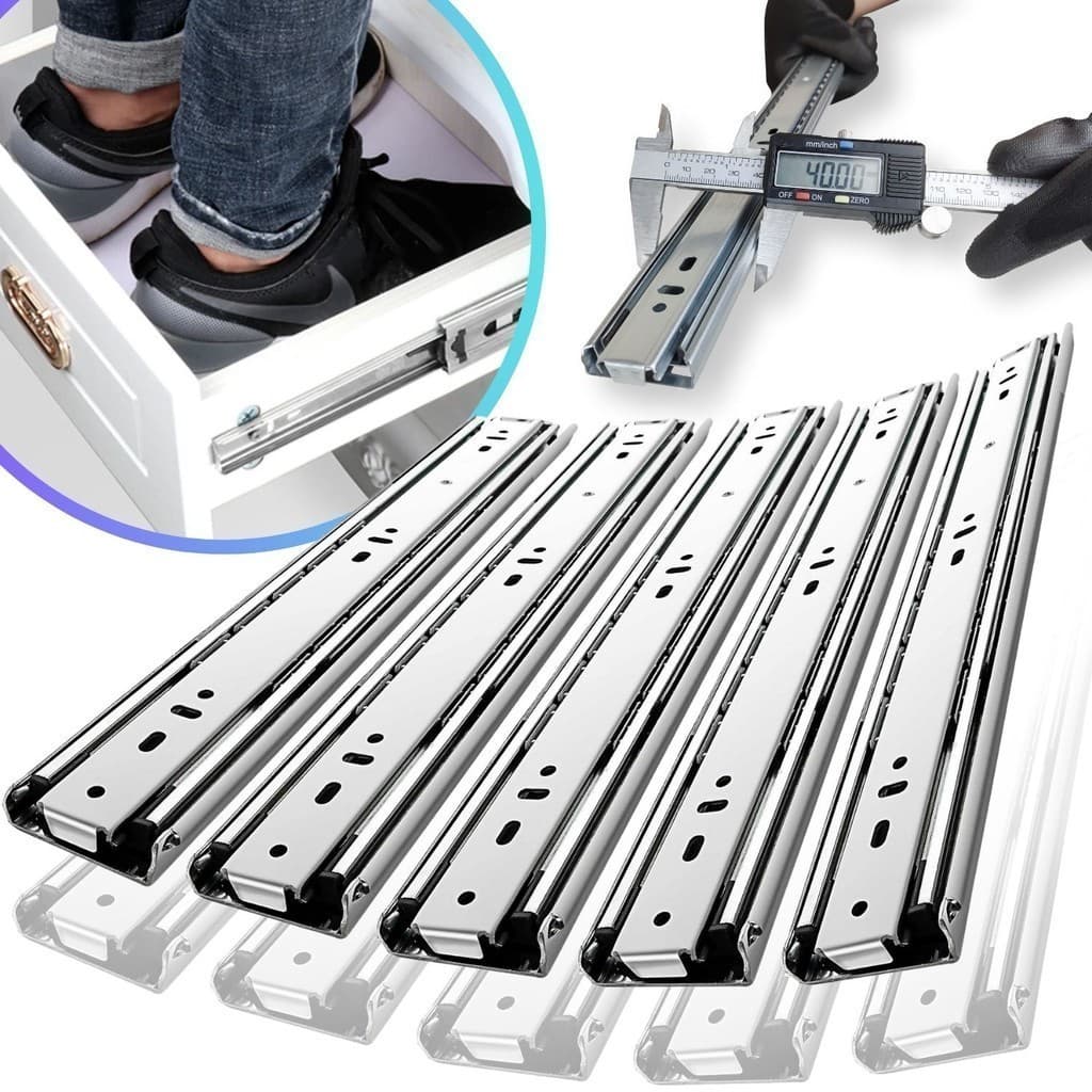 10 Corrediça Telescópica H40 45cm 5 PAR 450mm Reforçada Resistente 40KG Trilho Corredica   5 Pares