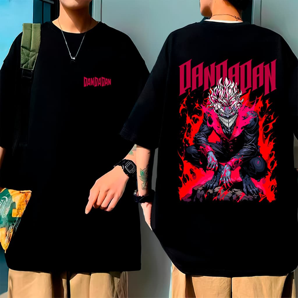 Camiseta Oversized 100% Algodao Dandadan Série De Mangá Okarun Ken Takakura E Momo Ayase Unissex
