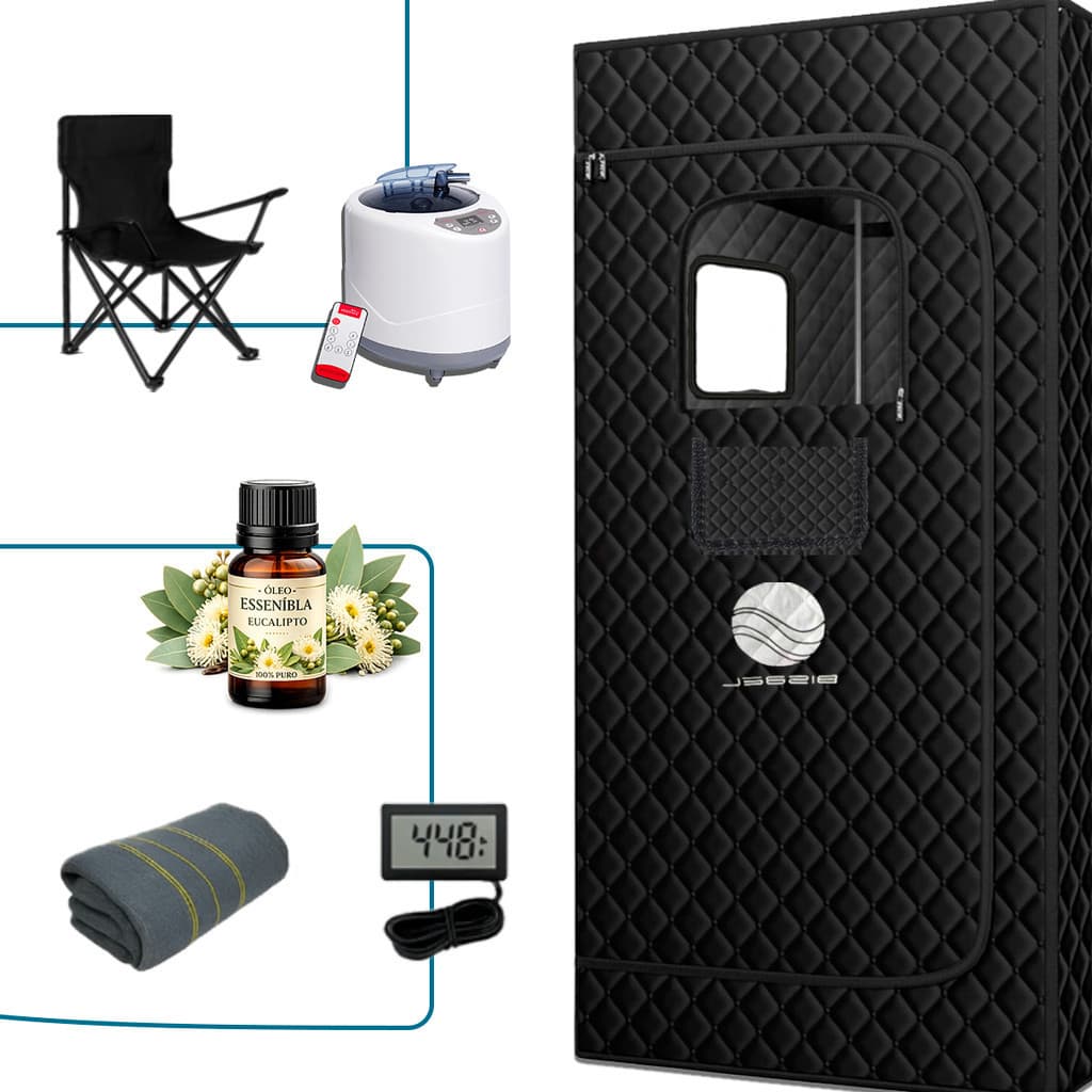 Kit Sauna Vapor Portátil Doméstico Compacta Com Gerador Cadeira + Banheira de Gelo Recovery