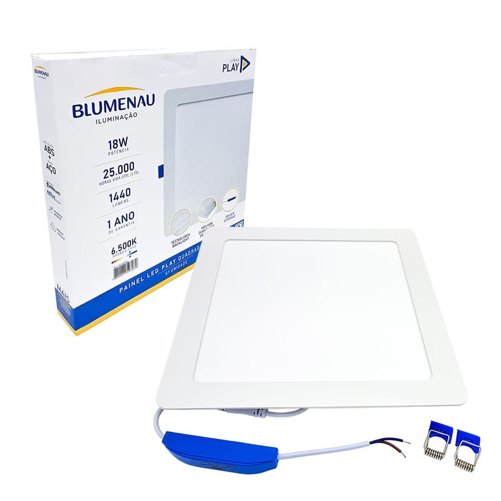 Painel Plafon Led Quadrado Embutir 18w Luz Amarela Quente 3000k Bivolt Blumenau ABS Play