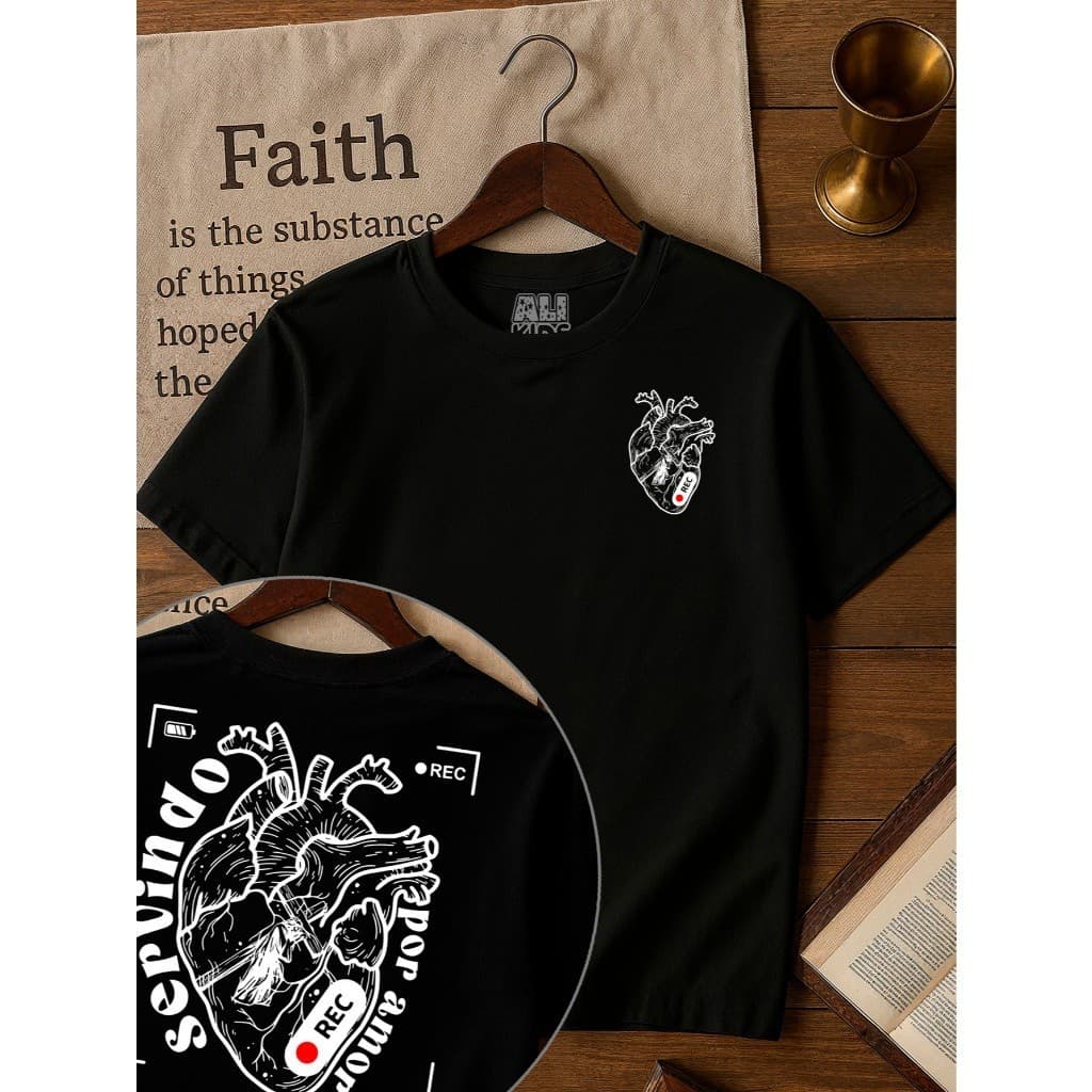 Camiseta 100% Algodão Gospel Juvenil e Infantil Menino Menina 2 ao 16 anos Servindo por amor