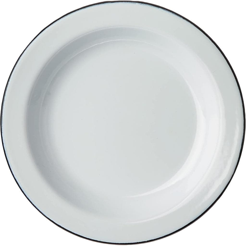 Kit 6 Pratos Retro Esmaltados Branco Fundo 22cm Alumínio - Yangzi Branco