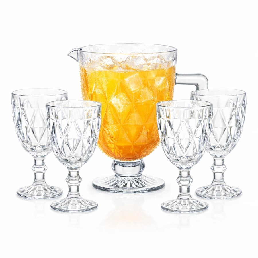 Conjunto Jarra com 4 Taças em Vidro Para Suco 1,2L / 330ml