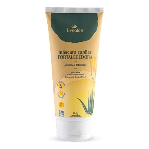 Máscara Capilar Fortalecedora Natural Vegano 200ml Livealoe