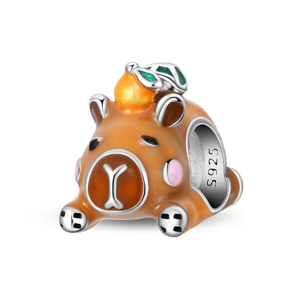 Encantos Berloque Venda Quente 925 Prata Capivara Frisado Jóias Original Ajuste 925 Pulseira Colar Para Presente Feminin