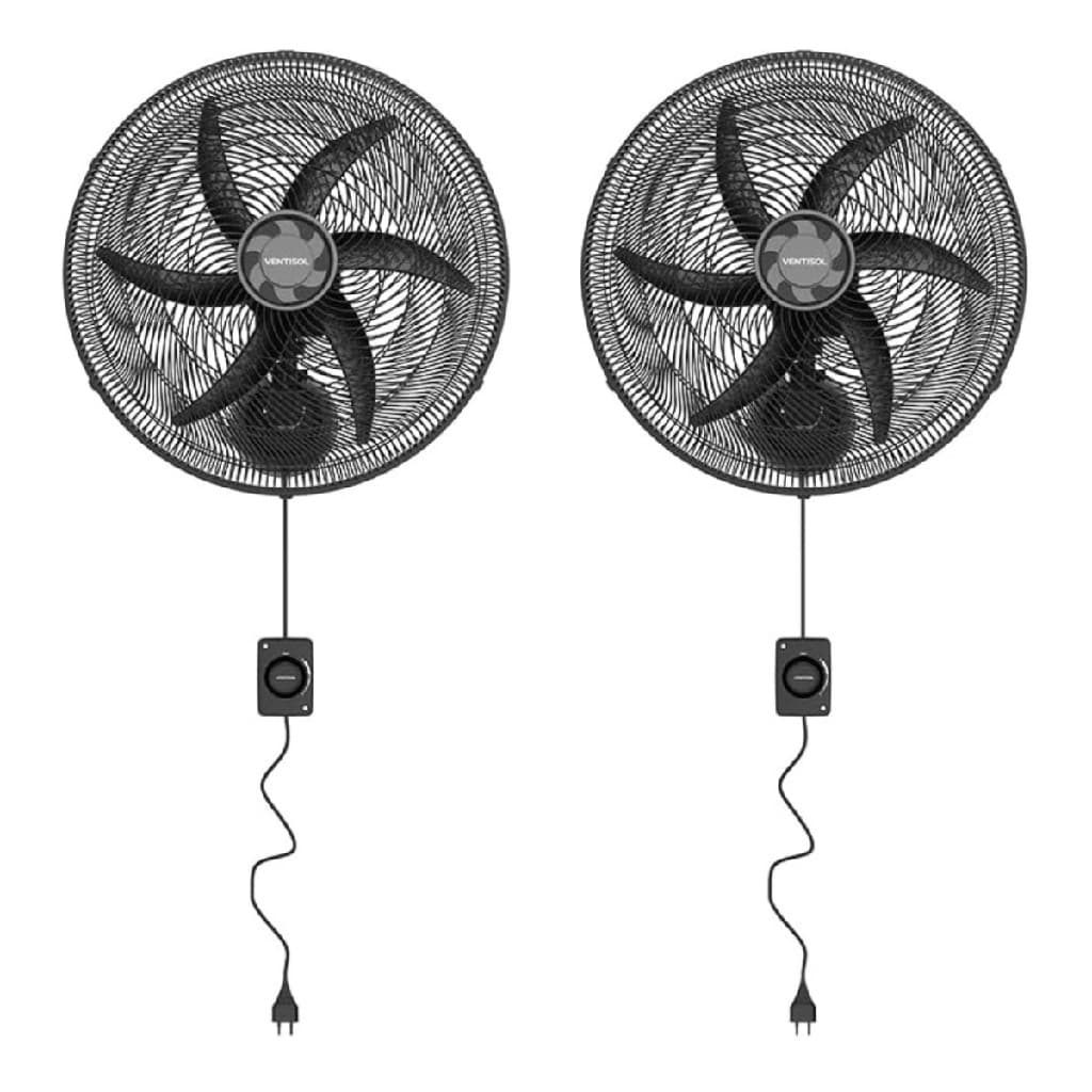 Kit Com 2 Ventiladores Oscilante De Parede 50cm 6p Monta Fácil