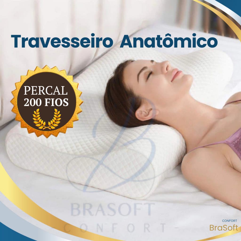 Travesseiro Cervical Magnético  | Capa TNT / Cetim / Percal 200 Fios | Anti-dor, Antiácaro