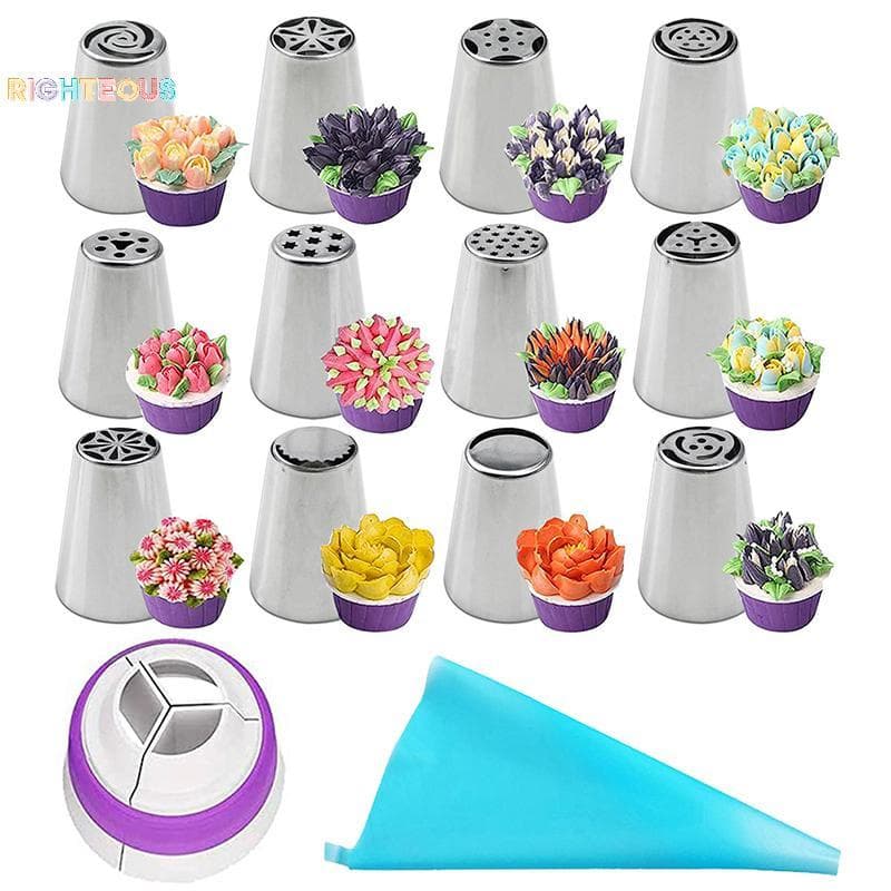 Rightrous 7/11 Pçs/Set Russo Tulipa Confeiteiro Bicos De Tubulação De Aço Inoxidável Flor Creme Dicas De Pastelaria Ferr
