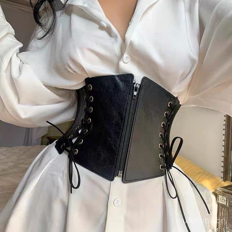 Estilo Punk Retro cintura elástica feminina cinto largo vestido decorativo casaco blusão camisa cinto de cintura estreit