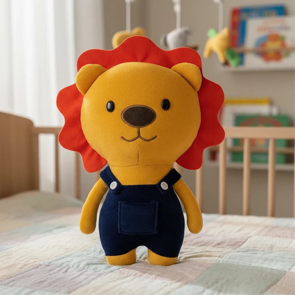Leão De Pelúcia 30cm Decoração Anti-alérgico Cor Azul