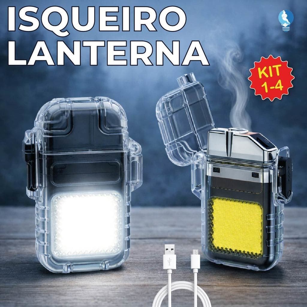 Isqueiro Elétrico Recarregável com Lanterna Led e Resistente à Água Carregamento Prático