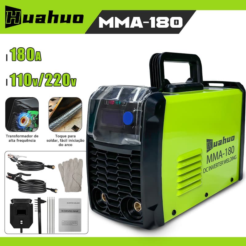 MMA-180 Máquina De Solda Portátil Inversora 110V /220V IGBT Tecnologia Display Digital Com Acessórios