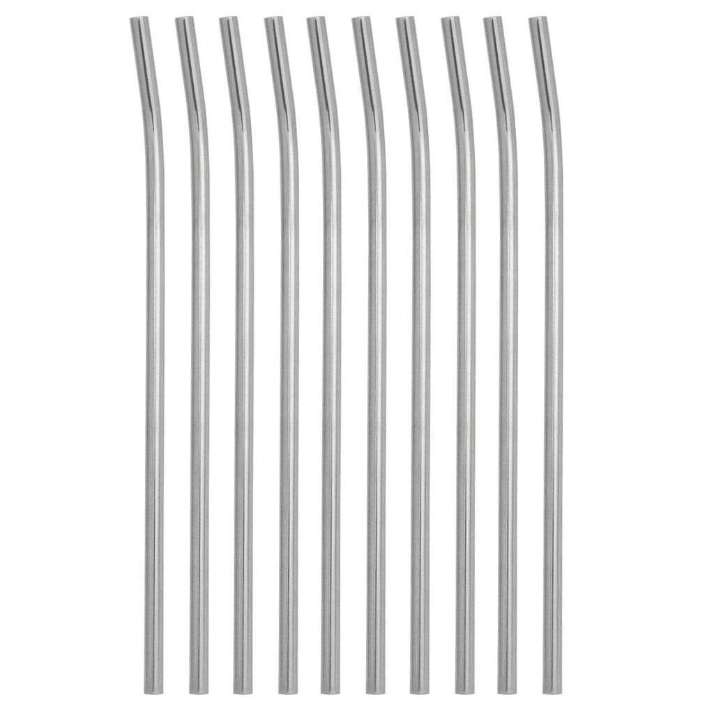 Conjunto 10 Canudos De Aço Inox Reutilizável Ecológico Curvado 6,3mm 21cm