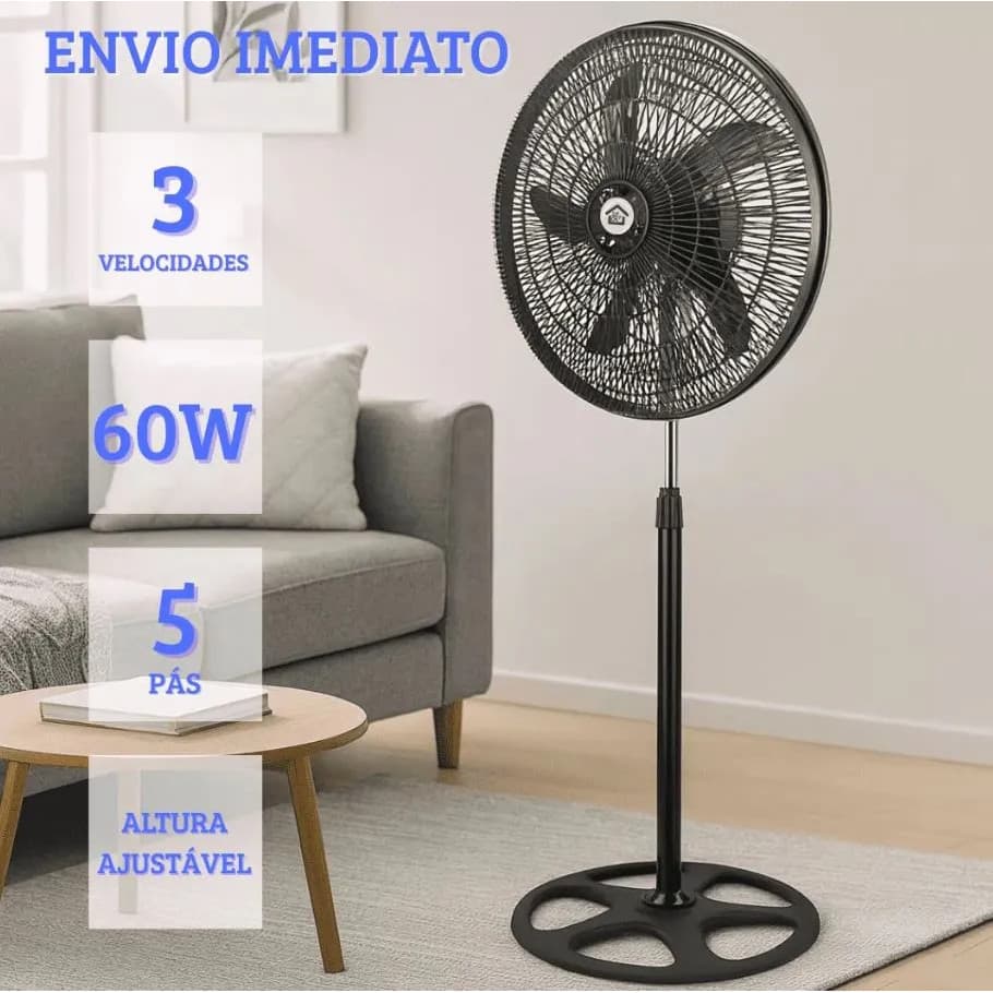 Ventilador De Coluna De Chão Turbo Vento Forte 3 Velocidades 220v Envio Já