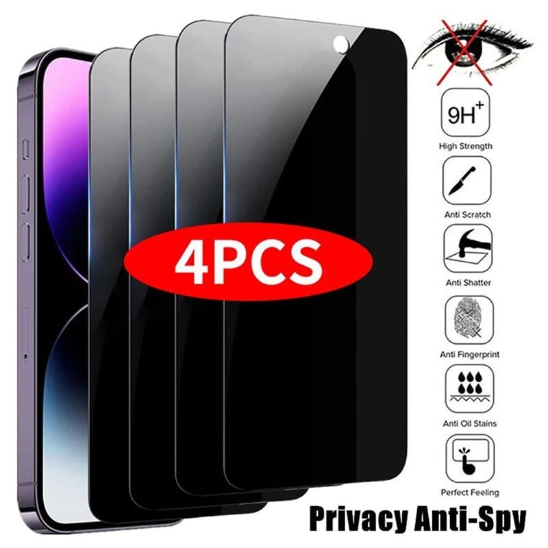Protetor de tela de privacidade para iPhone, vidro anti-espião, 14 Pro Max, 16 P