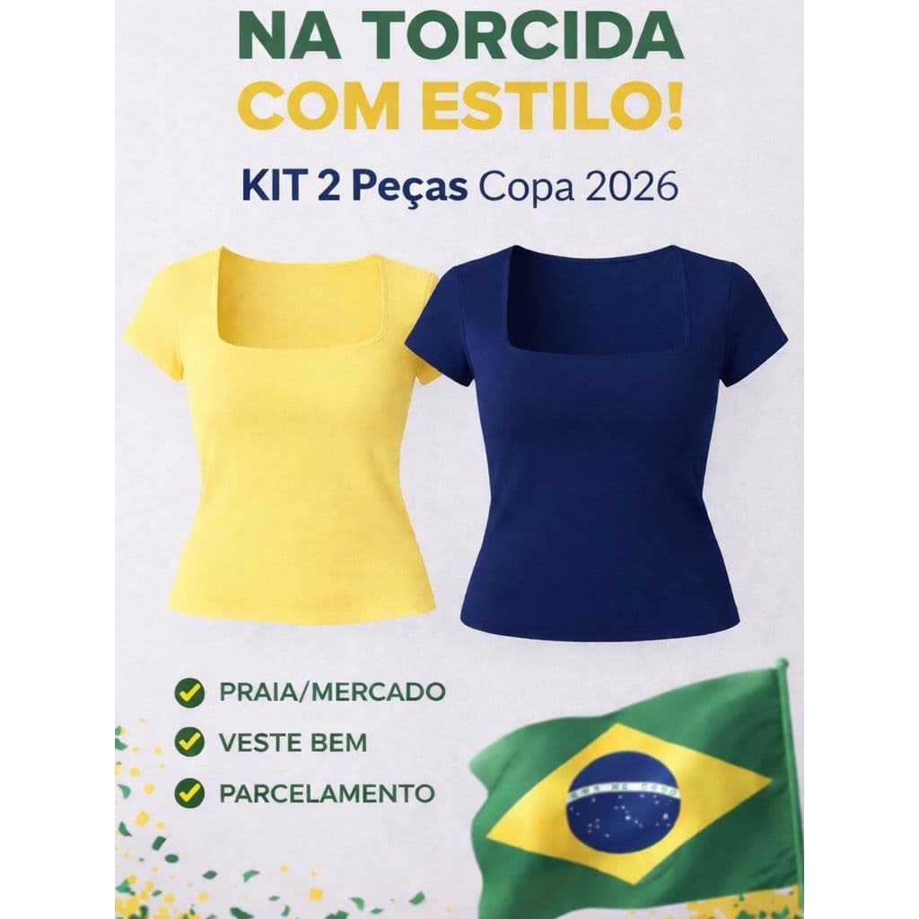 Kit 2 Blusas Copa do Mundo Seleção Brasileira 2026 Verão