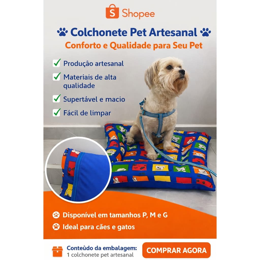 Colchonete Com Zíper Para Cachorro Gato Pet- cor Azul e Pink