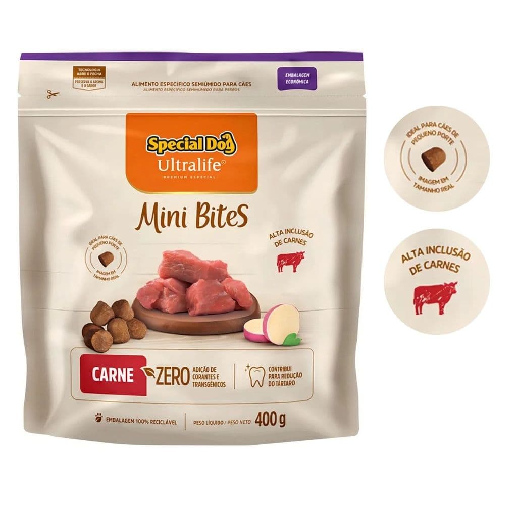 Bifinho Cães Special Dog Ultralife Carne Mini Bites 400g