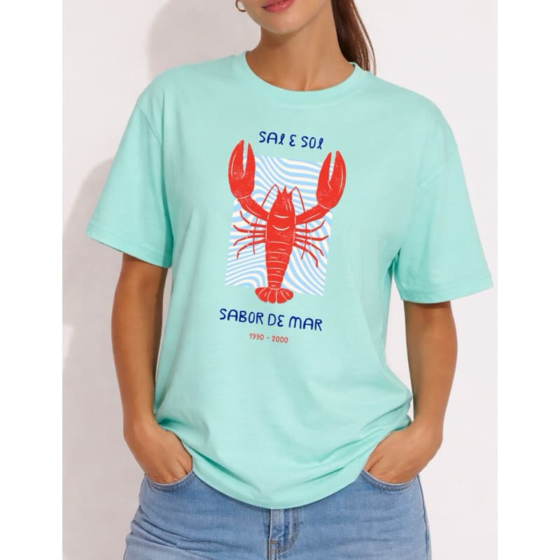 Camiseta Feminina Camisa Para Verão Sal E Sol Sabor De Mar Blusa 100% Algodão Tendência