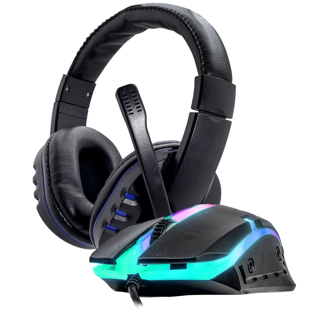 Kit Mouse Gamer Epecializado Em Jogos + Fone De Ouvido Com Isolamento Acústico Gamer