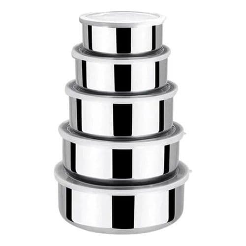 Conjunto Potes Hermeticos Inox 5 Pecas Tampa Vedacao Armazenamento Cozinha