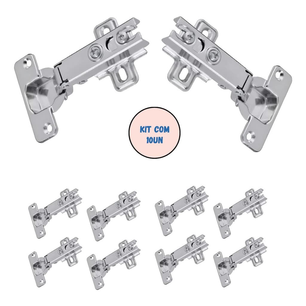 Kit 10 Dobradiça Móveis Mini 26mm Reta Para Armários Jomarca