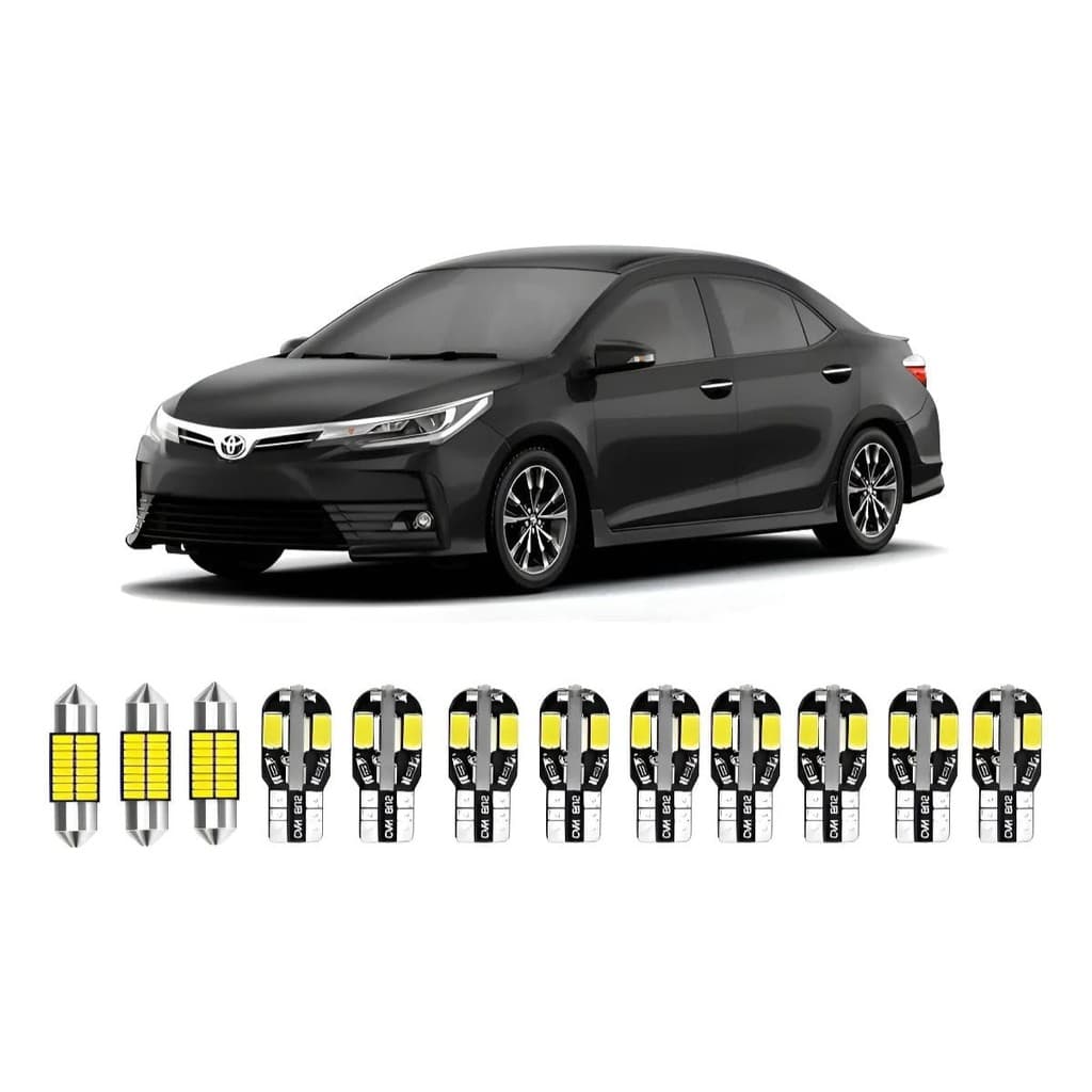 Kit Lampadas Led Internas Premium Toyota Corolla 2015 A 2019 T10 Branco Branco-frio