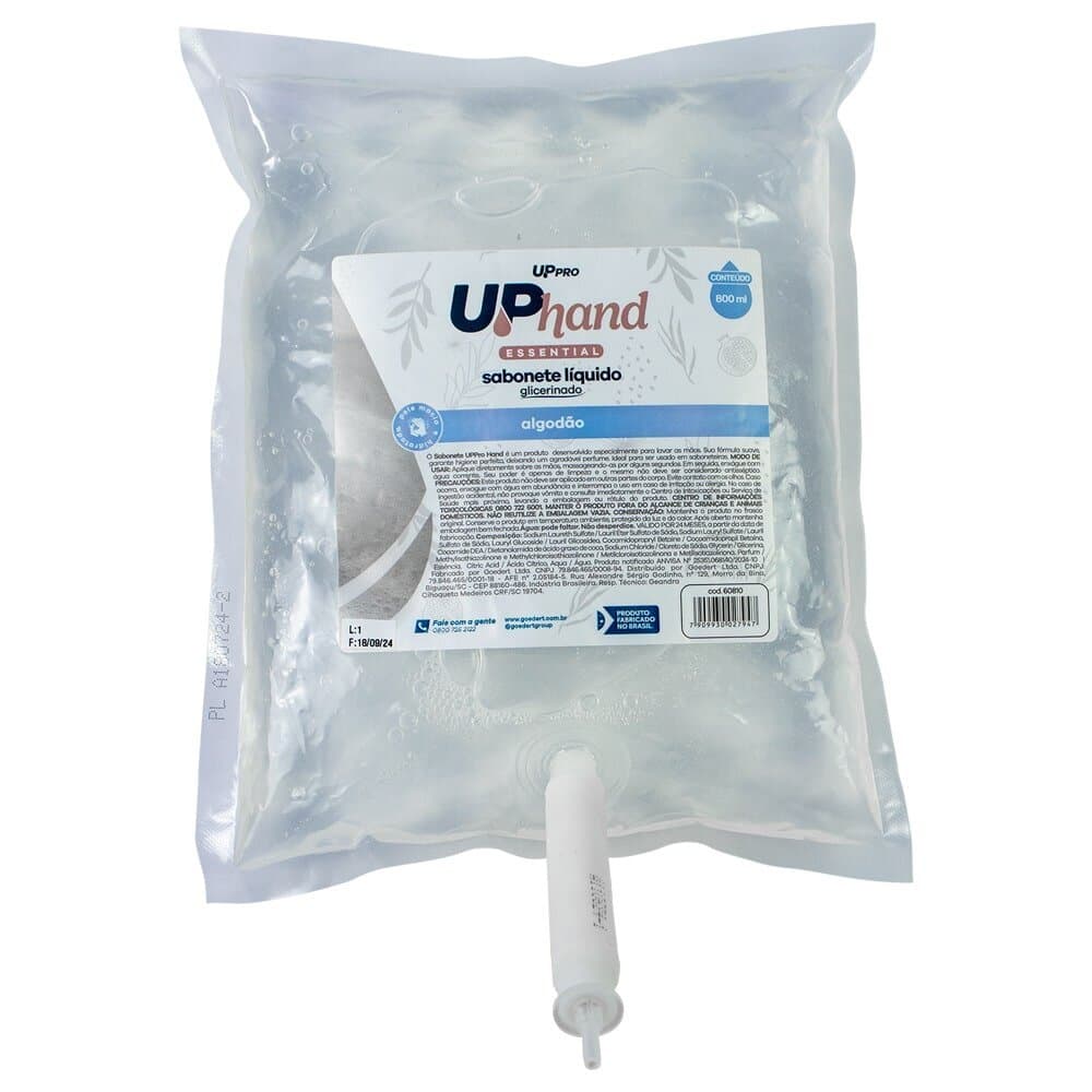 Sabonete Líquido 1 x Refil 800 ml  Glicerinado UPPro Hand – Algodão 🧼