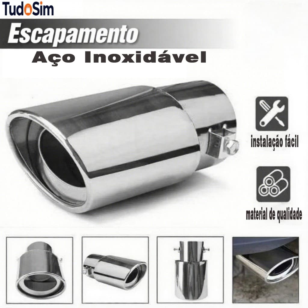Ponteira Escapamento Aço Inox Tuning Esportivo Saída 3 Polegadas Carro Universal