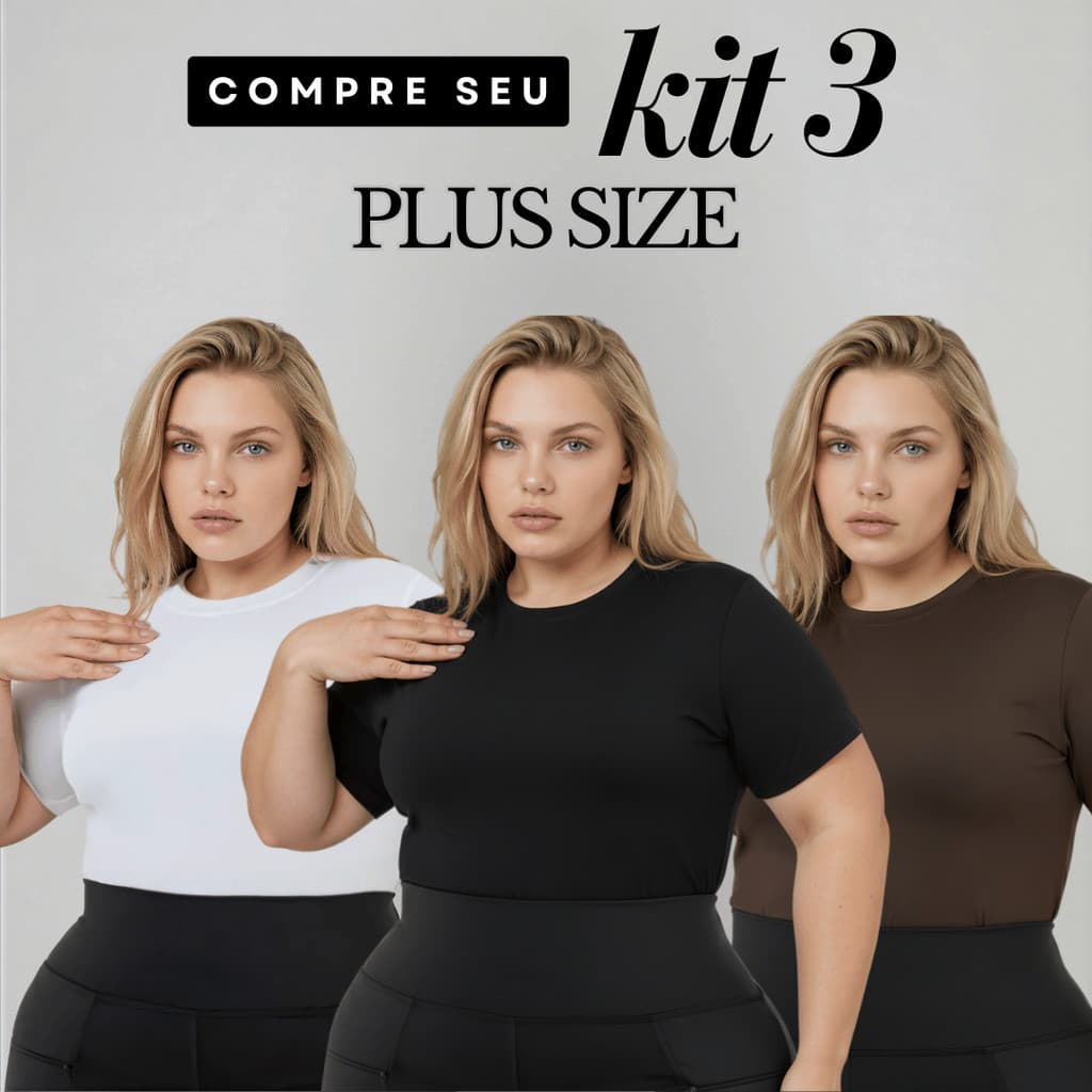 Kit 3 Blusas Feminina Plus Size Ribana Canelado Elegante Tendência