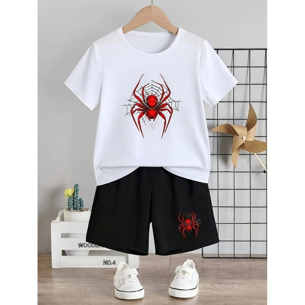 Conjunto Camiseta Casual Algodão + Bermuda  Estampa Homem Aranha Desenho+Spiderman "Um Novo Dia" StreetWear Estilo Herói