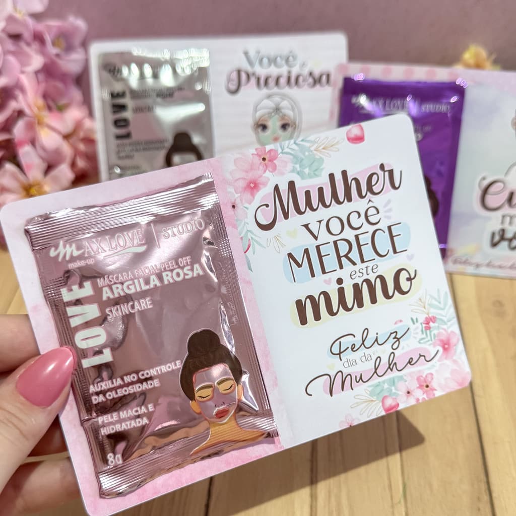 Cartões Para Máscara Facial Mensagem Dia Das Mulheres Homenagem Lembrancinha