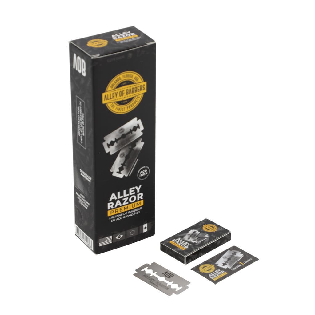 100 Lâminas De Barbear Dupla (Double Edge) Alley Razor Premium Aço Inoxidável Profissional