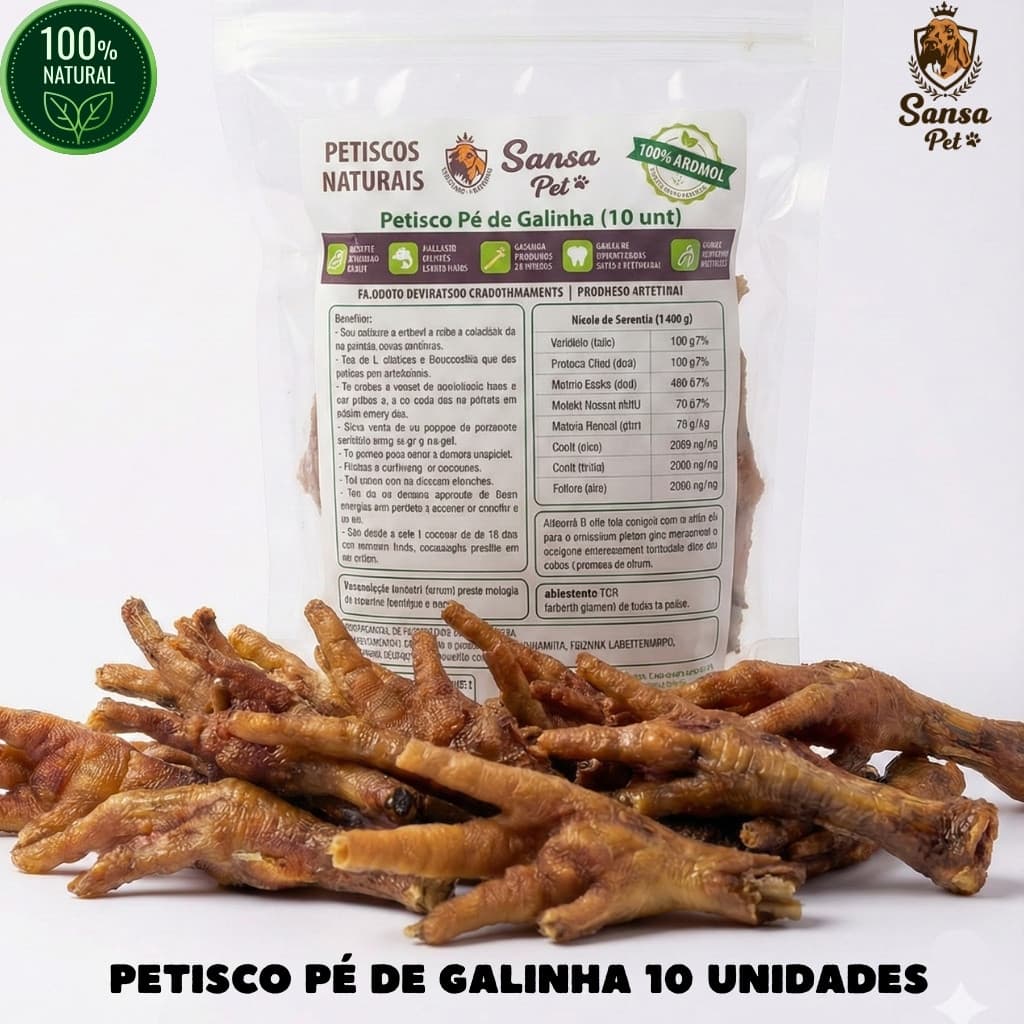 Petisco Pé de Galinha 100% Natural Saudável Colágeno Anti Estresse