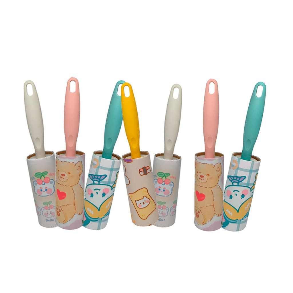 Kit 7 Rolo Tira Pelos Adesivo Cabo 20 Folhas Removedor Fios Cabelo Multiuso Animais Cama Roupa Poeira