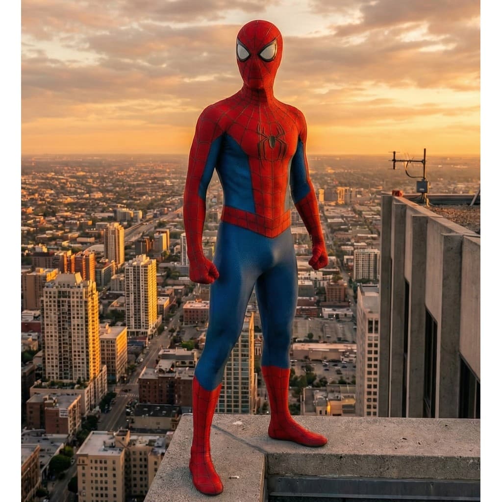 Lançamento Fantasia Homem Aranha Novo Dia Filme Traje Luxo Cosplay Adulto e Infantil com Lentes