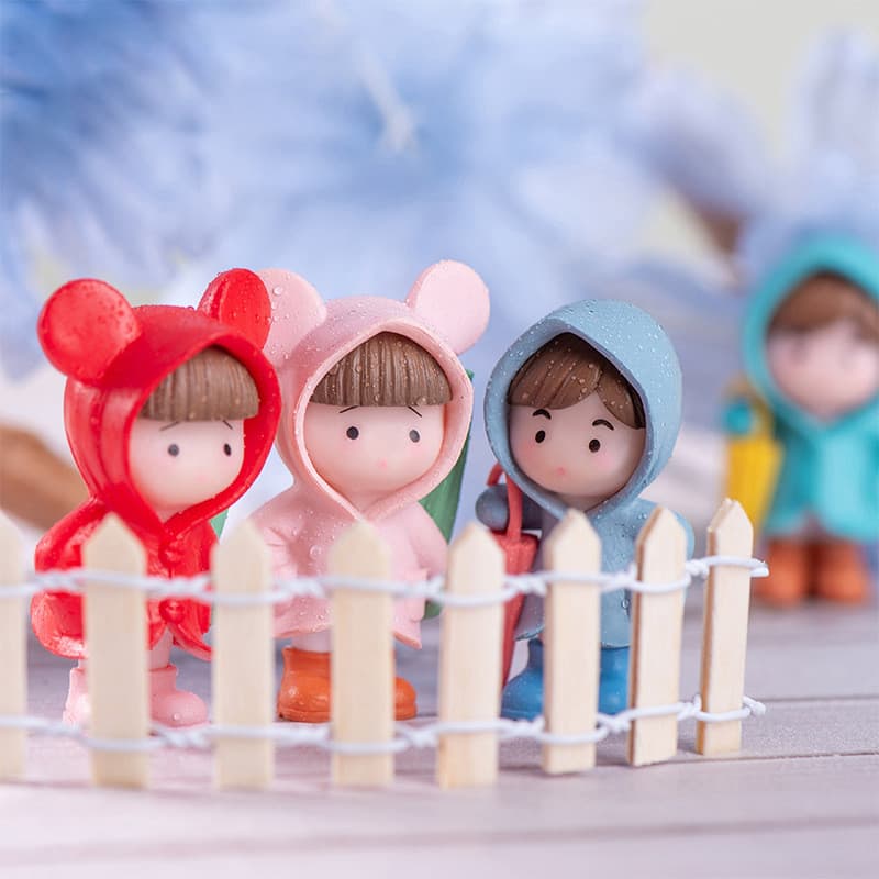 1 & 4PC Guarda-Chuva Capa De Menina Menino Figura Decoração Pvc Artesanato Estatueta Em Miniatura Jardim De Fadas Orname