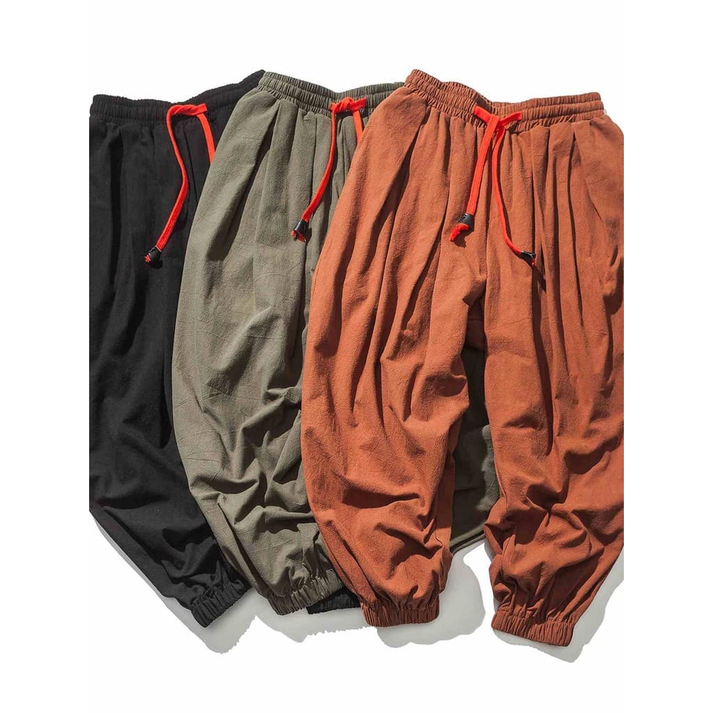 Calças masculinas de linho estilo chinês algodão linho solto tamanho grande roupas masculinas gordura Casual tornozelo c