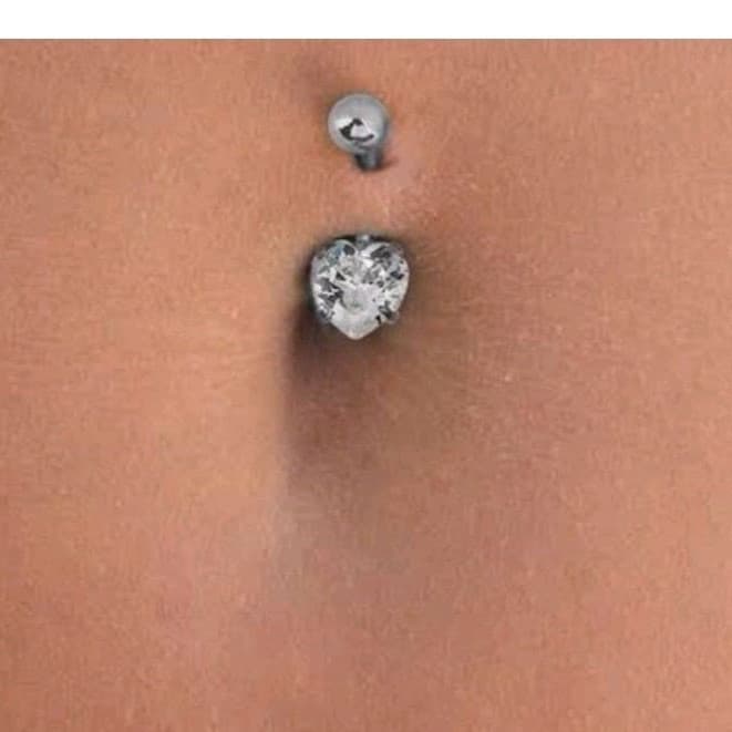 1 Piercing de Umbigo Coração 6mm Zircônia Aço cirúrgico