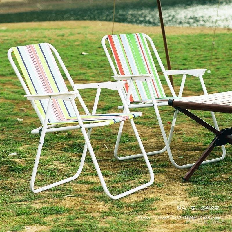 1 Kit Azul/Verde Cadeiras dobráveis de praia Praia Varanda Alta Cadeira Aço dobrável e fácil de carregar Promotion