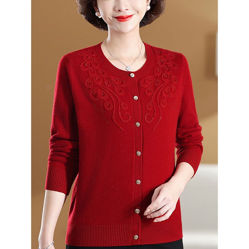Hengyuanxiang Cashmere Cardigan Benming Ano Mãe Desgaste Botão Cardigan Top Suéter Solto Tamanho Grande Suéter Gola Redo
