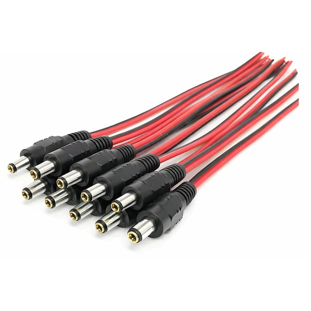 Kit 10 Conector Rabicho P4 Macho Cor Fios Vermelho E Preto