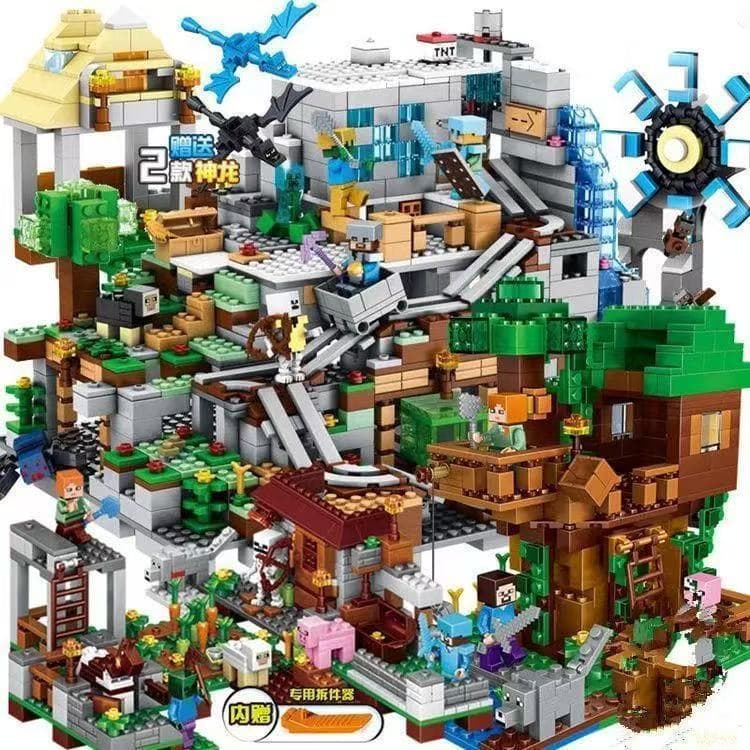 1000PCS Lego Brinquedos Montar Construção de Montanha Gigante com Mecanismo Montar Casa Base do Molino Brinquedos de